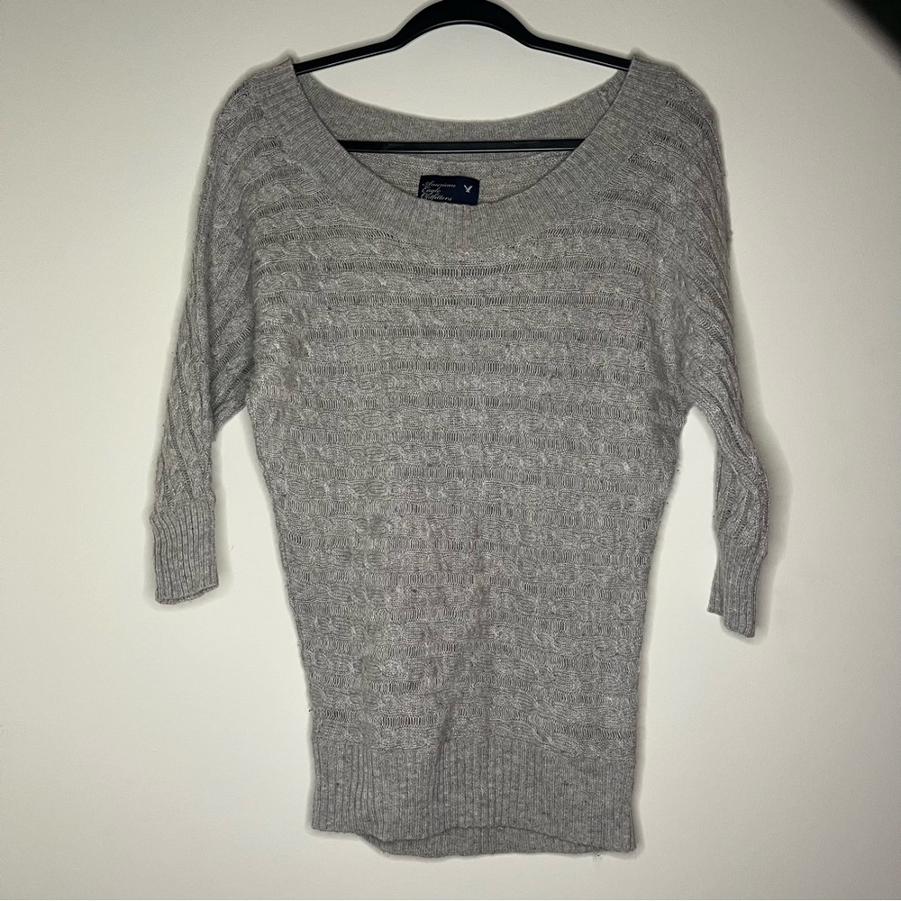 2010s American Eagle Gray Women's 3/4 Dolman Sleeve Sweater